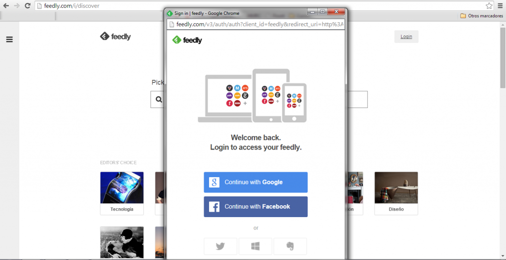 Feedly create account