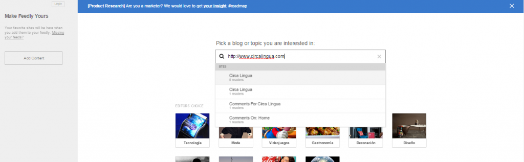 Feedly add content