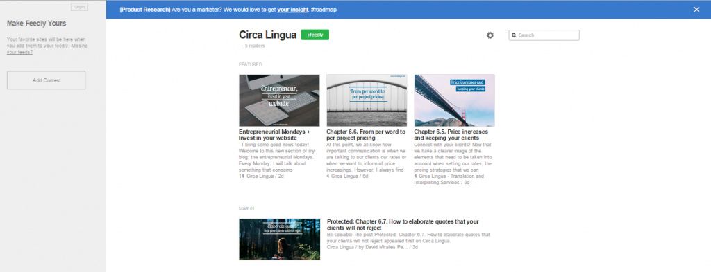 Feedly add content