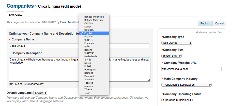 translate your LinkedIn profile and company page